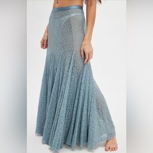 Free People Blue Lace Maxi Skirt